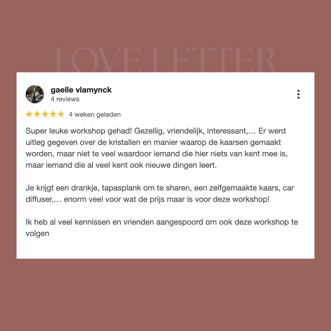 Google review over de Girls Club Candle Night in Aalter